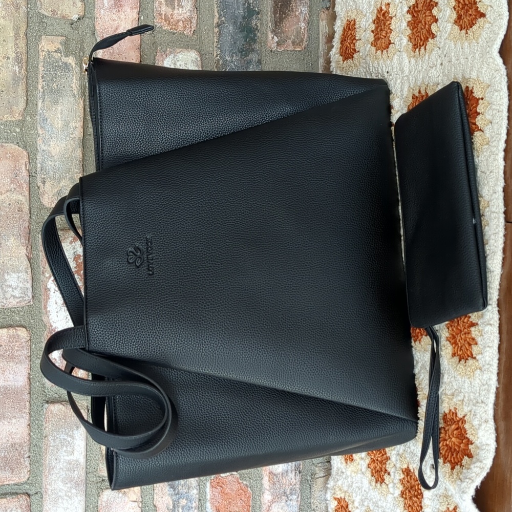 Lovevook Women's Black Faux Leather Laptop Commuter Bag Tote Large Purse, NEW